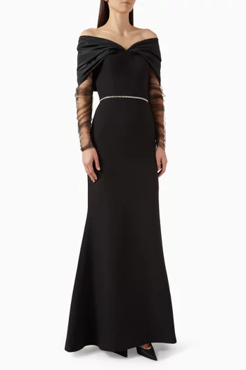 Embellished Belt Gown