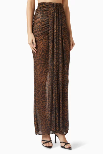 Printed Draped Skirt in Mesh