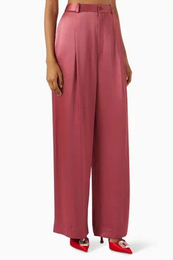 Relaxed-fit Pleated Pants in Satin
