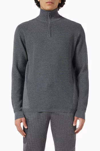 Half Zip Sweater in Waffle-knit