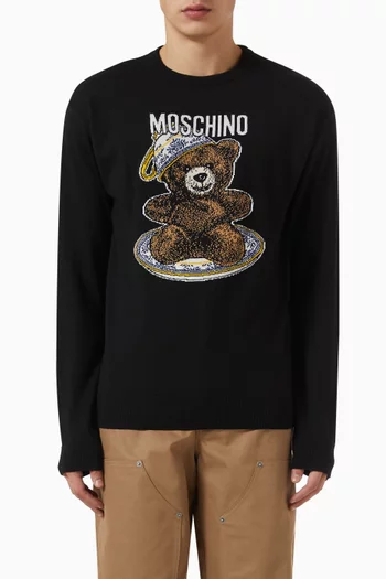 Teddy Bear Print Sweater in Cotton
