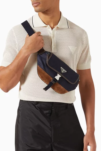Triangle Logo Belt Bag in Re-Nylon & Suede
