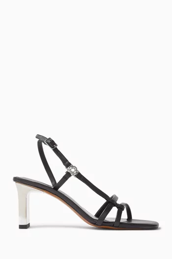Feva 60 Metallic-heel Strappy Sandals in Sheepskin Leather