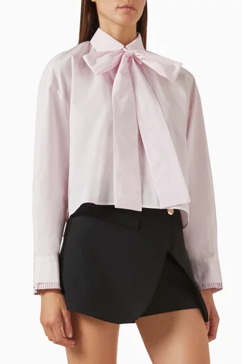 Bow Shirt in Cotton Poplin