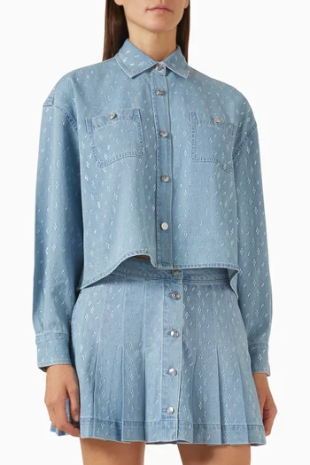 Rhinestone-embellished Shirt in Denim