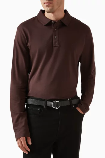 Double Ring Belt in Pebbled Leather