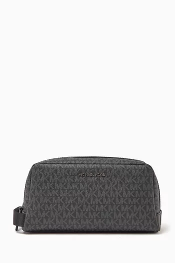 Hudson Logo Wash Bag in Coated-canvas