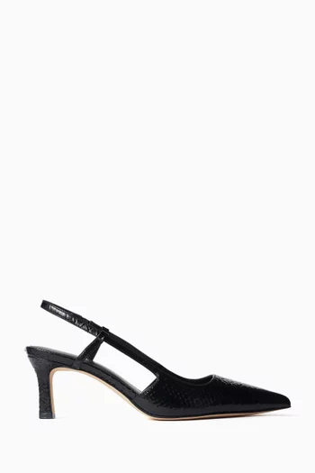 Alora 60 Slingback Pumps in Snake-embossed Leather