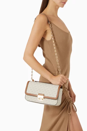 حقيبة كتف تريبكا كبيرة قنب بنقشة بشعار الماركة