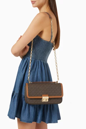 Large Tribeca Shoulder Bag in Logo-print Canvas