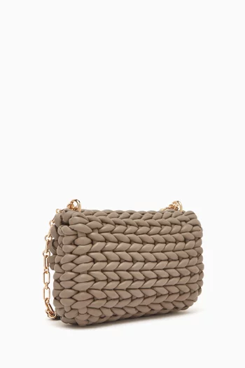 Large Tribeca Braided Shoulder Bag in Leather