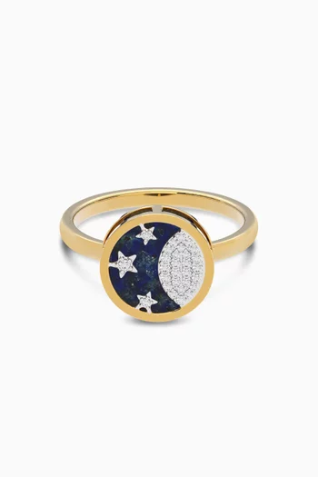 Crescent Diamond Ring in 18kt Gold