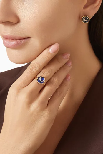 Crescent Diamond Ring in 18kt Gold