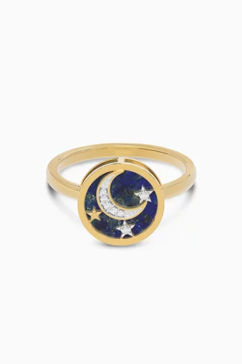 Crescent Diamond Ring in 18kt Gold