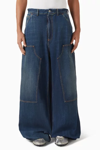 بنطال جينز بقصة ساق واسعة دينم