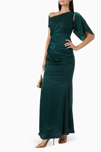 Gathered Maxi Dress in Crepe-satin