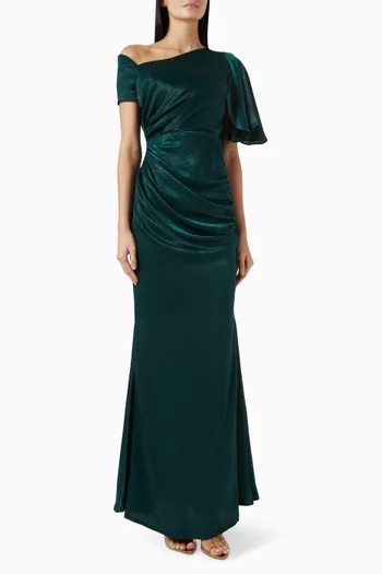 Gathered Maxi Dress in Crepe-satin
