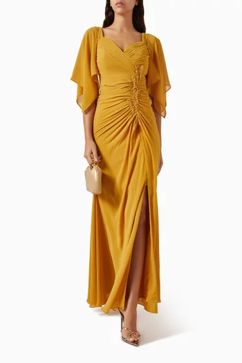 Embellished Draped Dress in Chiffon