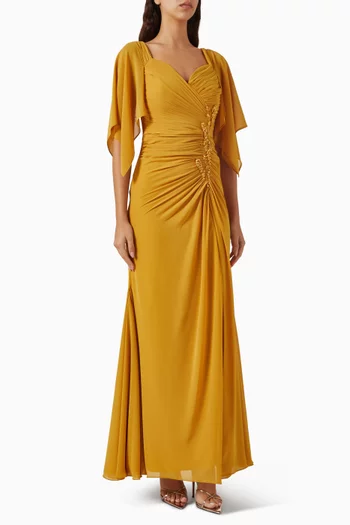 Embellished Draped Dress in Chiffon