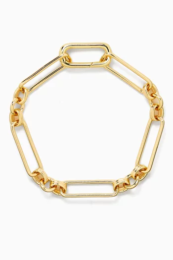 KENDRA BRACELET 18K GOLD PLATED RECTANGULAR LINK CHAIN WITH CIRCULAR LINKS FINISHED A 18K CARABINER:GOLD:One Size|218551223