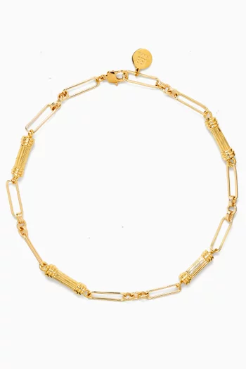 IRMA NECKLACE 18K PLATED RECTANGULAR PAPERCLIP CHAIN WITH CIRCLE LINKSFINISHED WITH OUR 18K GOLD PLATED PILLAR PENDANTS.:GOLD:One Size|218551220
