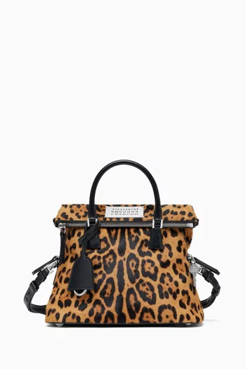 Mini 5AC Classique Top-handle Bag in Leopard-printed Calf Hair