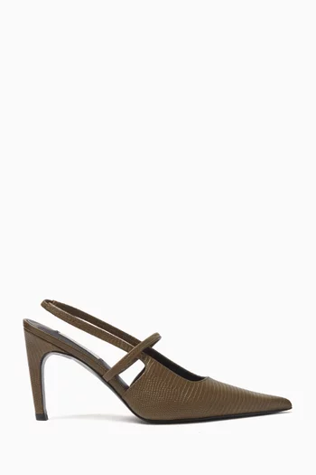 Slingback 85 Pumps in Lizard-embossed Leather