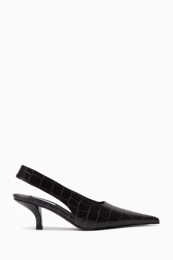 Classic 55 Slingback Pumps in Croc-embossed Leather