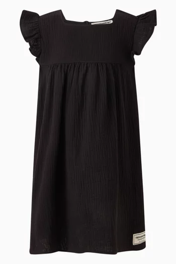Ruffle Trim Dress in Organic Crinkled Cotton