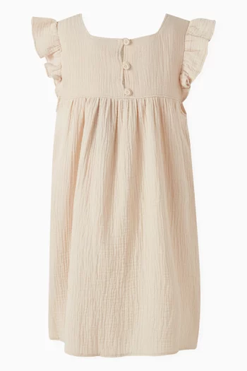 Ruffle Trim Dress in Organic Crinkled Cotton