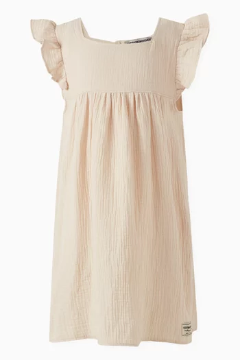 Ruffle Trim Dress in Organic Crinkled Cotton