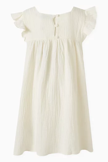 Ruffle Trim Dress in Organic Crinkled Cotton