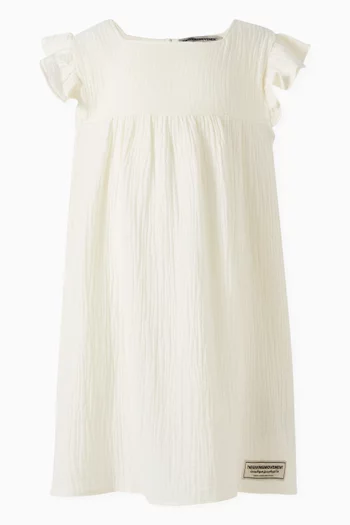 Ruffle Trim Dress in Organic Crinkled Cotton