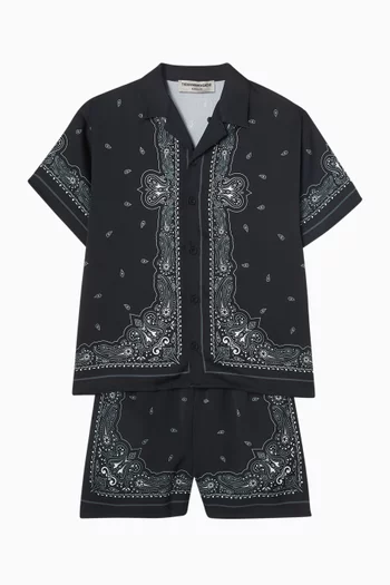 Paisley Print Shorts in Recycled Satin