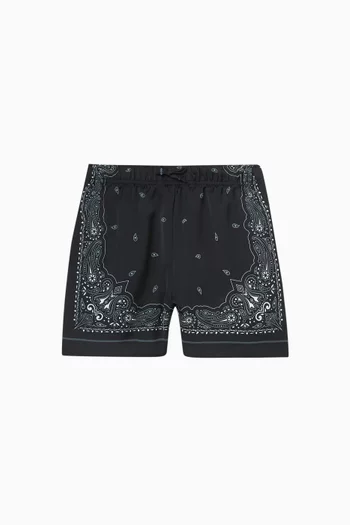 Paisley Print Shorts in Recycled Satin
