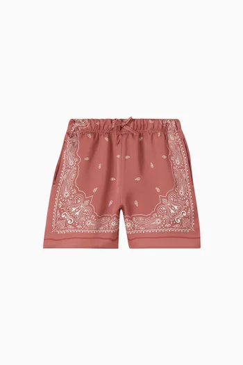 Paisley Print Shorts in Recycled Satin