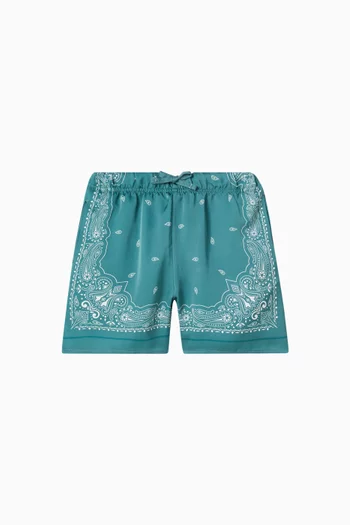 Paisley Print Shorts in Recycled Satin