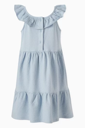 Ruffle-neck Dress in Seersucker