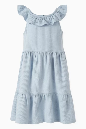 Ruffle-neck Dress in Seersucker