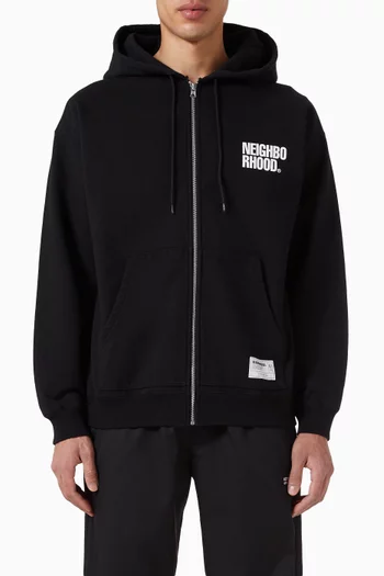 كنزة بغطاء رأس رياضية كلاسيكية بسحّاب قطن