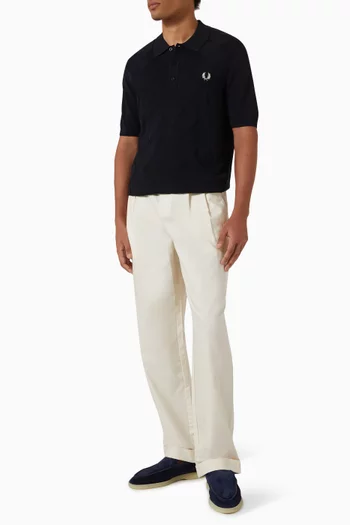 Laurel Wreath Polo Shirt in Cable-knit