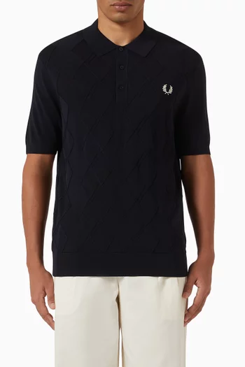 Laurel Wreath Polo Shirt in Cable-knit