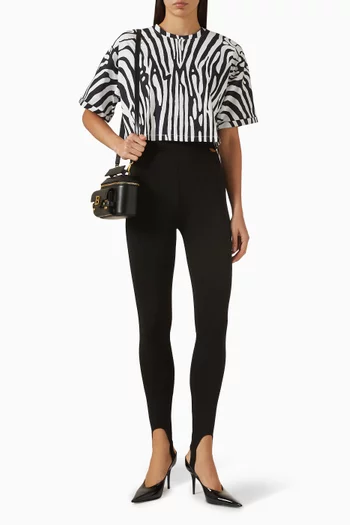Zipped Stirrup Leggings in Jersey