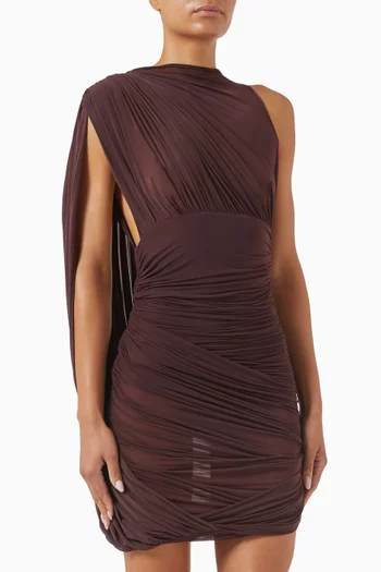 Sheer Draped Mini Dress in Cupro Blend