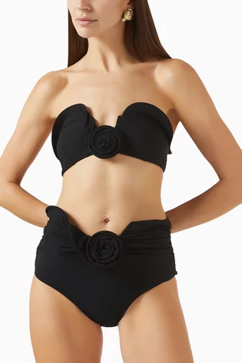 Rose-detail Bandeau Bikini Top