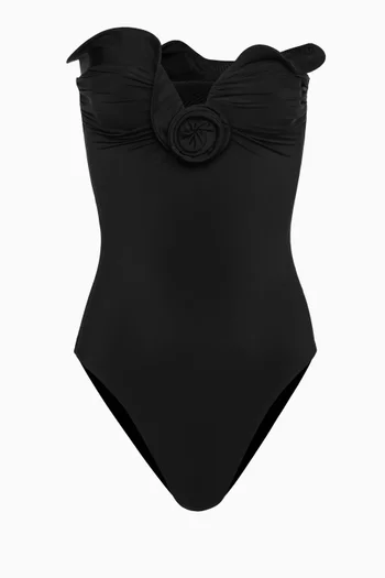 Sculpted-rose Bustier One-piece Swimsuit