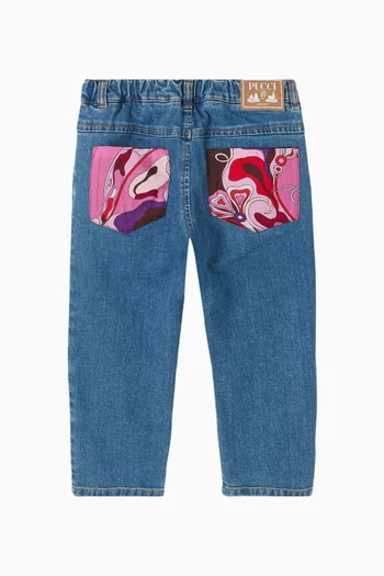 Abstract Straight Leg Jeans in Cotton