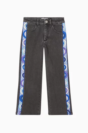 Abstract Straight Leg Jeans in Cotton