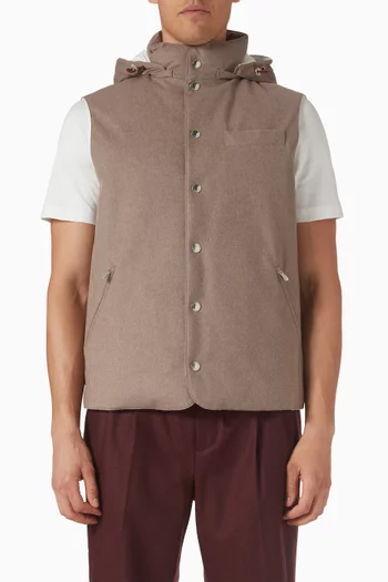 Flannel Down Vest in Wool