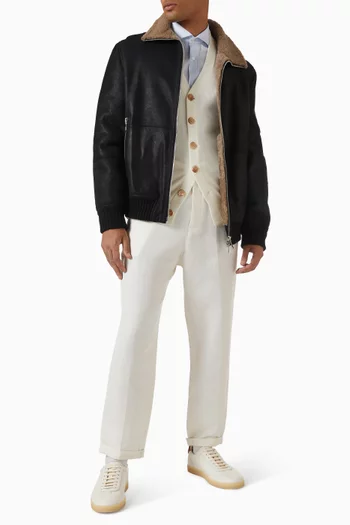 Bomber Jacket  in Nubuck-effect Shearling